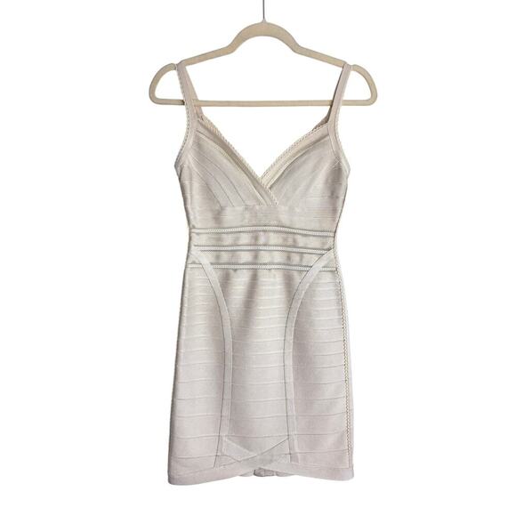 Herve Leger Vivien Beige Bandage Mini Dress - Picture 1 of 7